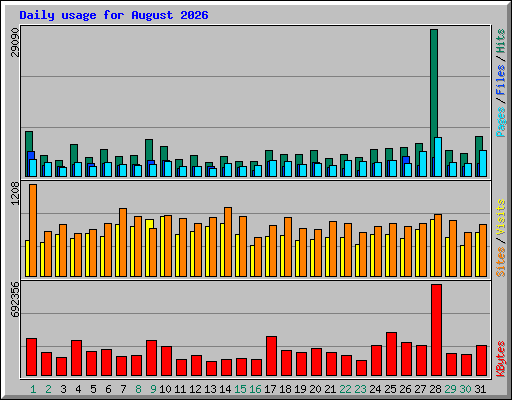 Daily usage for August 2026